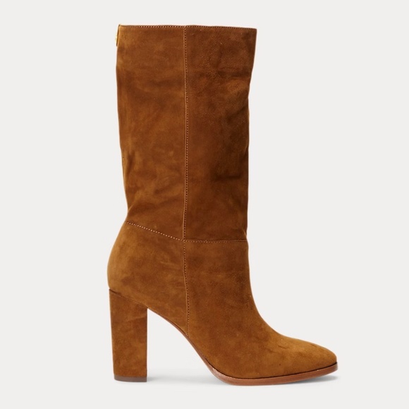 Ralph Lauren Artizan II Suede Heeled Boot Brown Kidsuede SZ 10 - Picture 1 of 16